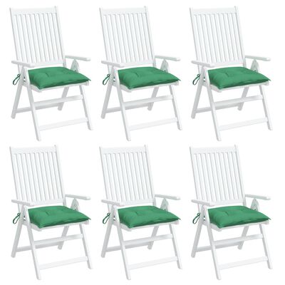 vidaXL dārza krēslu spilveni, 6 gab., zaļi, 40x40x7 cm, audums