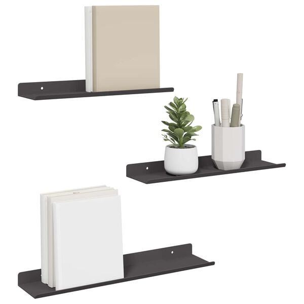 vidaXL Peldējo&scaron;ais plaukts 3 pcs Melns 40 x 9 x 2,5 cm Tērauds