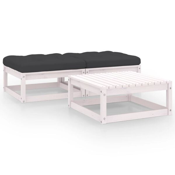 vidaXL 3-daļīgs dārza atpūtas mēbeļu komplekts ar matračiem, priede