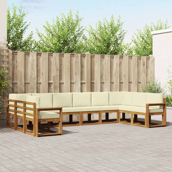 vidaXL Āra dīvānu komplekts ar spilvenu 10 pcs Dabisks un krējuma