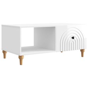 vidaXL Kafijas galdiņ&scaron; Spīdīgi balts 90 x 50 x 40 cm Inženierijas koks
