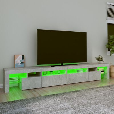 vidaXL TV skapītis ar LED apgaismojumu, betona pelēks, 260x36,5x40 cm