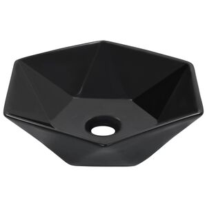 vidaXL izlietne, 41x36,5x12 cm, keramika, melna