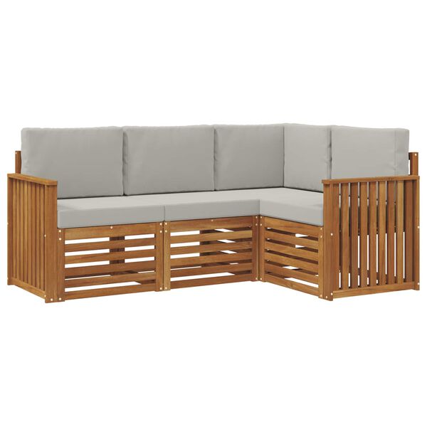 vidaXL Dīvāna komplekti ar spilvenu 4 pcs Dabīgs un gai&scaron;i pelēks