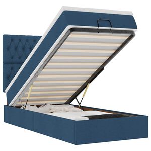 vidaXL Osmaņu gulta ar matraci & LEDs, zils, 90x200 cm, audums