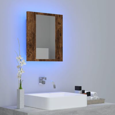 vidaXL vannasistabas spoguļskapītis, LED, ozolkoka krāsa, 40x12x45 cm