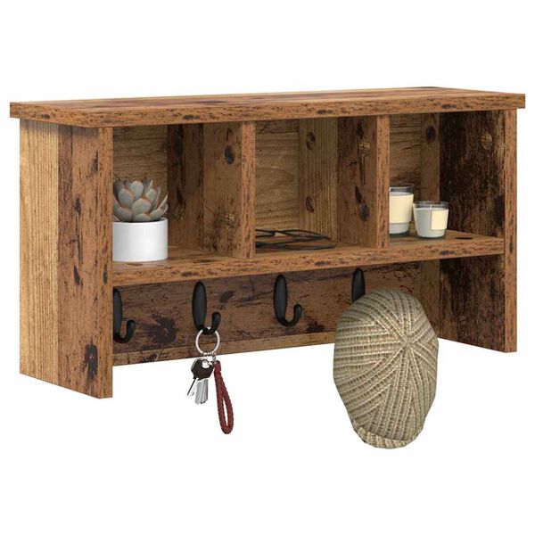 vidaXL Sienas pakaramais Vecs koks 50 x 16 x 26 cm Inženierijas koks
