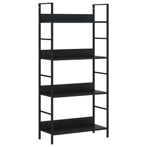 vidaXL 3-līmeņu grāmatplaukts, melns, 60x27,6x124,5 cm, koks
