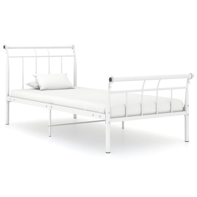 vidaXL gultas rāmis, balts metāls, 100x200 cm