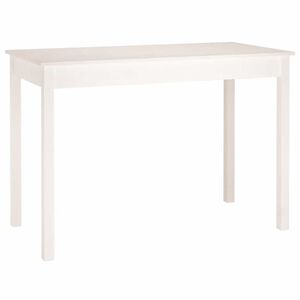 vidaXL virtuves galds, balts, 110x55x75 cm, priedes masīvkoks