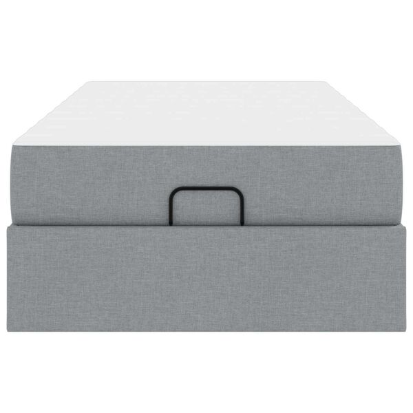 vidaXL Gultas rāmis ar matraci ar matraci 2 pcs Gai&scaron;i pelēka audums