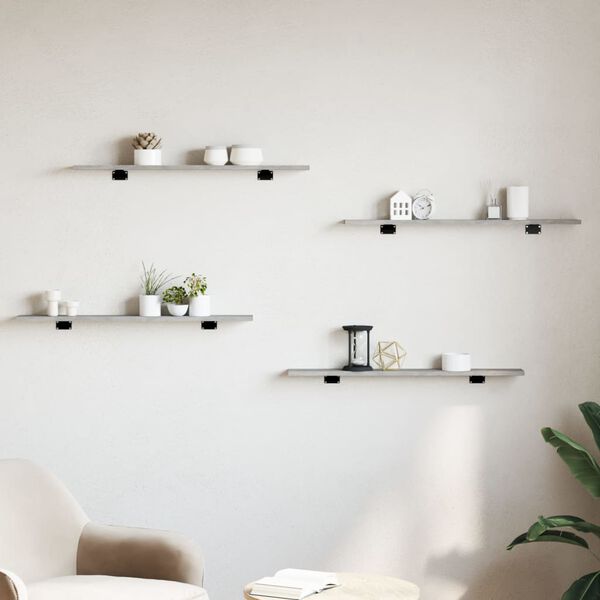 vidaXL plauktu dēļi, 8 gab., betonpelēki, 80x10x1,5 cm, skaidu plāksne