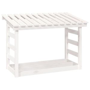 vidaXL malkas plaukts, balts, 108x64,5x78 cm, priedes masīvkoks