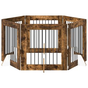 vidaXL Suņu vārti ar statīviem 6 pcs Kūpināts ozols 80 x 80 cm