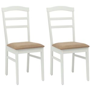 vidaXL Ēdamistabas krēsls 2 pcs Balts un brūns Ciets gumijas koks