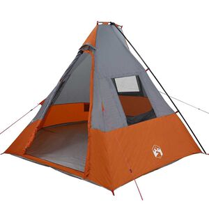 vidaXL Tipi telts 6 personai Ūdensizturīgs Pelēka un oranža tafta