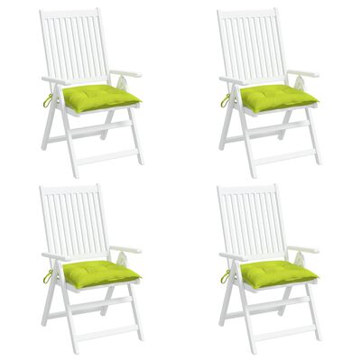 vidaXL dārza krēslu spilveni, 4 gab., spilgti zaļi, 40x40x7 cm, audums