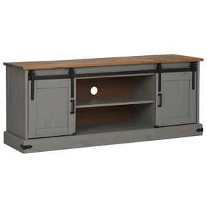 vidaXL TV skapis HALDEN 2 bīdāmās durvis pelēks 150x40x60 cm masīvkoka