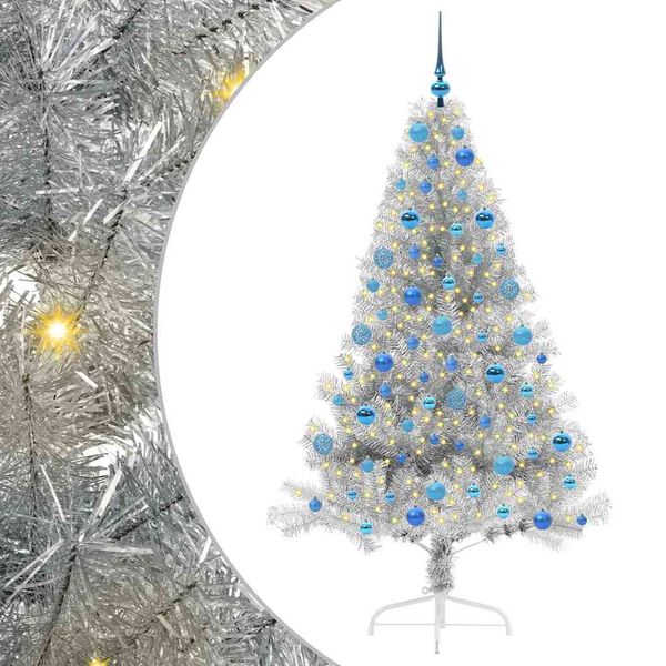 vidaXL Mākslīgais LED Ziemassvētku eglīte Sudraba 180 cm PET
