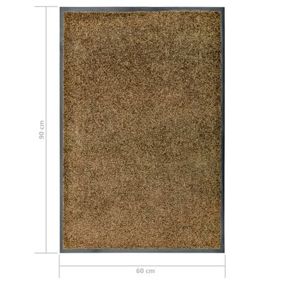 vidaXL durvju paklājs, mazgājams, brūns, 60x90 cm
