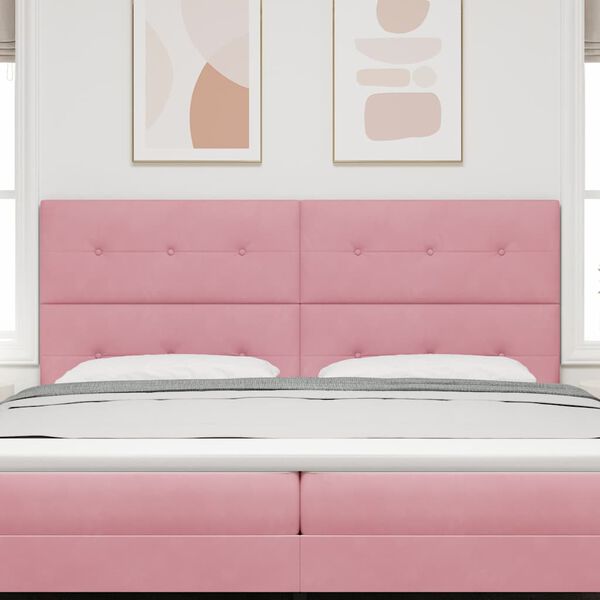 vidaXL LED gultas galva ar galvas klāju Rozā 200 cm Poliesters