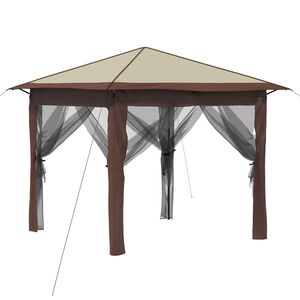 vidaXL Paviljons ar 4 sānu sienām 2,6 x 2,6 m Krēmkrāsas un brūna