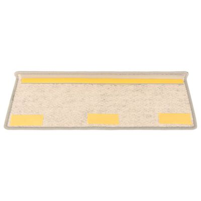 vidaXL kāpņu paklāji, 15 gab., pašlīmējoši, 65x21x4 cm, sudraba krāsā