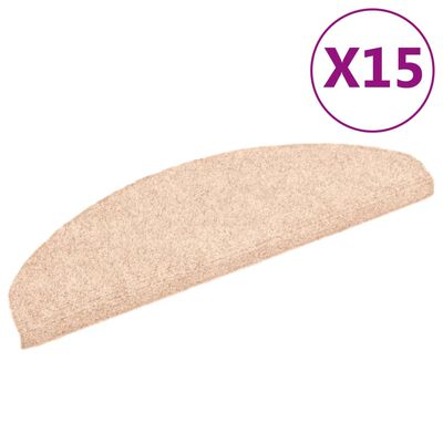 vidaXL kāpņu paklāji, 15 gab., 65x21x4 cm, pašlīmējoši, brūni