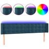 vidaXL gultas galvgalis ar LED, 203x16x78/88 cm, tum&scaron;i zils samts