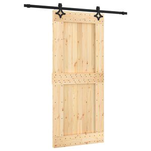 vidaXL Slīdo&scaron;ās durvis Dabiska un melna 90 x 210 cm Cieta priedes koks
