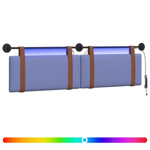 vidaXL Piekaramais gultas galvgalis Ar LED gaismu Džinsu zils