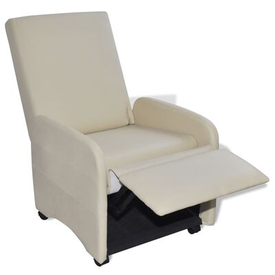 vidaXL saliekams atpūtas krēsls, krēmkrāsas mākslīgā āda