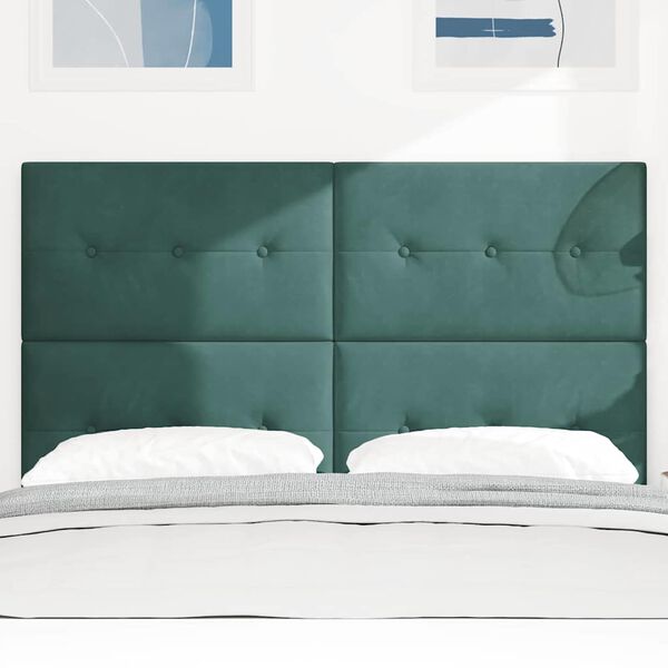 vidaXL LED gultas galva ar galvas klāju Zaļa 160 cm Poliesters