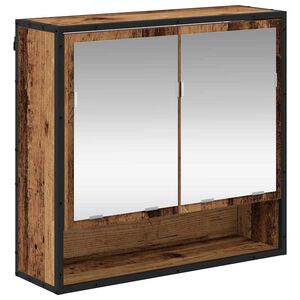 vidaXL Sienas plaukts ar plauktu ar durvīm Vecs koks 65 x 20 x 60 cm