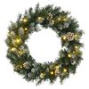 vidaXL Ziemassvētku vainags ar LED lampiņām, zaļ&scaron;, 60 cm, PVC