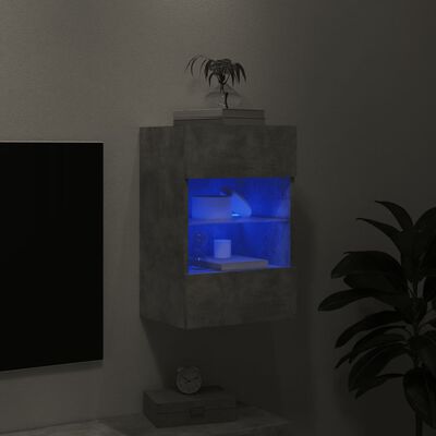 vidaXL TV galdiņi ar LED lampiņām, betona pelēki, 40x30x60,5 cm