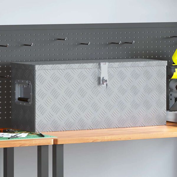 vidaXL kaste, 76,5x26,5x33 cm, alumīnijs, sudraba krāsā