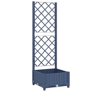 vidaXL dārza puķu kaste ar režģi, zili pelēka, 40x40x121,5 cm, polipropilēns (PP)