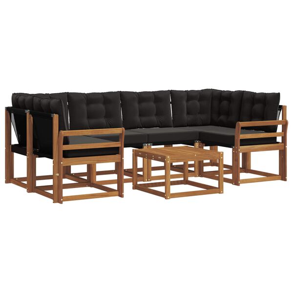 vidaXL Āra dīvānu komplekts ar spilvenu 7 pcs Dabīgs un melns