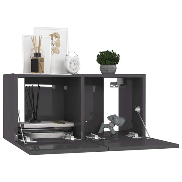 vidaXL 7-daļīgs TV skapī&scaron;u komplekts, spīdīgi pelēks inženierijas koks