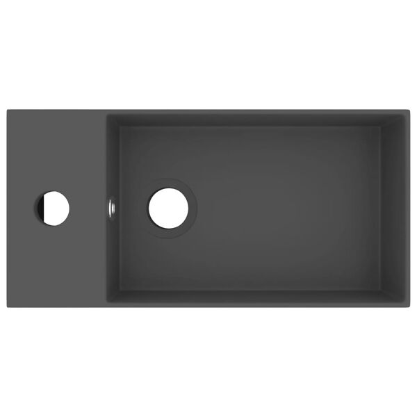 vidaXL vannasistabas izlietne ar noteci, tumši pelēka keramika