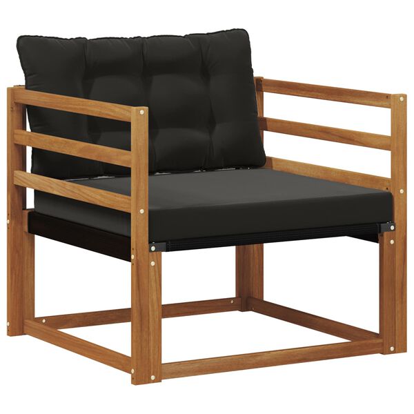 vidaXL Āra dīvānu komplekts Cieta akācijas koks un tekstilēns Dabiska