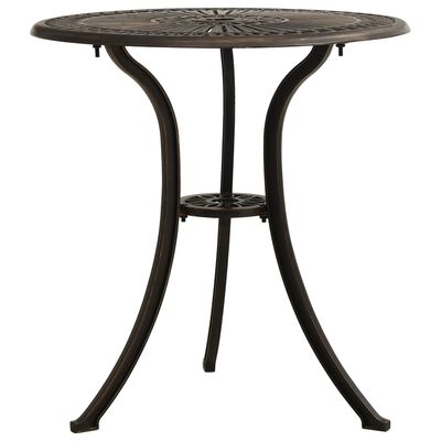 vidaXL dārza galds, bronzas krāsa, 62x62x65 cm, liets alumīnijs