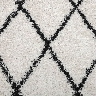 vidaXL paklājs PAMPLONA, 80x250cm, Shaggy, moderns, krēmkrāsu un melns