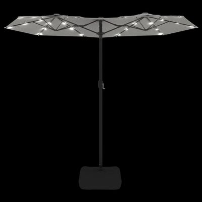 vidaXL saulessargs ar 2 jumtiņiem un LED, smilšu balts, 316x240 cm