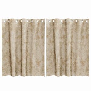 vidaXL Samta aizkari ar aizkariem 2 pcs Krēmkrāsa 140 x 140 cm Samts