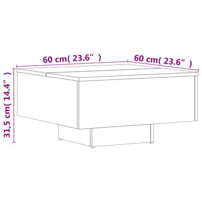 vidaXL kafijas galdiņš, ozolkoka krāsa, 60x60x31,5 cm, skaidu plāksne