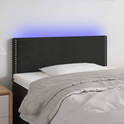 vidaXL gultas galvgalis ar LED, 90x5x78/88 cm, melns samts