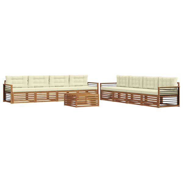 vidaXL Āra dīvānu komplekts ar spilvenu 9 pcs Dabisks un krējuma