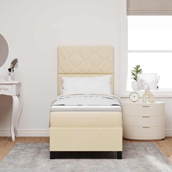 vidaXL Kastītes atsperu gulta ar matraci Krēmkrāsa 80 x 200 cm audums